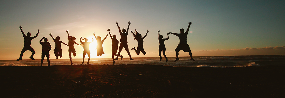 People jumping for joy